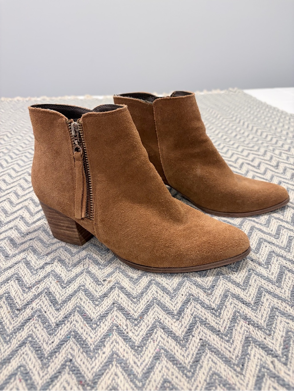 Aldo Women's Suede Tan Ankle Boots with Side Zip